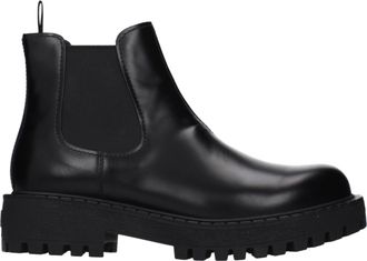 Prada Hombres Botines de Cuero Negros