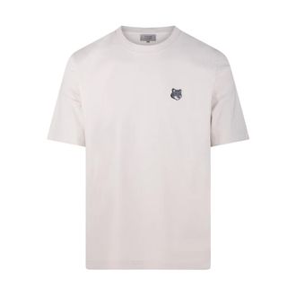Maison Kitsun&eacute; T-Shirts, male, Beige, Size: XL Fox Head Comfort Tee-shirt