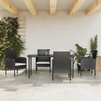 vidaXL Juego De Comedor De Jard&iacute;n 5 Pzas Rat&aacute;n Sint&eacute;tico Y Acero Negro Vidaxl
