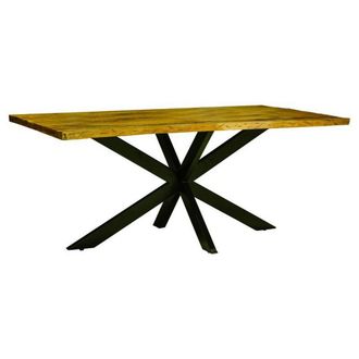 Jaipur Furniture Kerela Artificial Edge Spider Leg Dining Table - Mango Wood/Iron - L100 x W200 x H76 cm - Mango PP Saw Finish in Brown