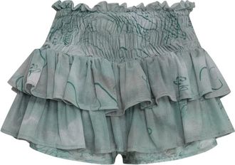 Amir Slama x Jade Picon ruffled floral-print shorts - Blue