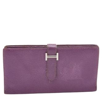 Herm&egrave;s Tweedehands leren portemonnees - Dames - Vintage Accessoires - Paars - ONE Size - Vintage