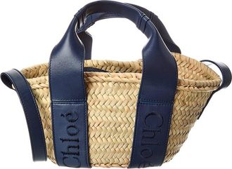 Chlo&eacute; Sense Small Raffia & Leather Basket Tote