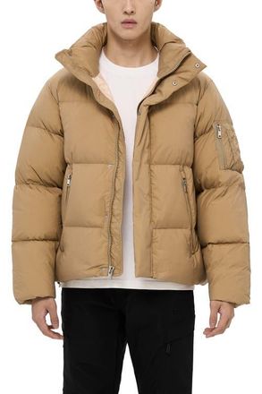 AlphaStyle Leverett Cropped Down puffer in Beige at Nordstrom, Size X-Small