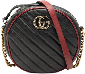 Gucci Pre-owned Gucci Mini GG Marmont Matelasse Leather Torchon Round Crossbody 550154 520981