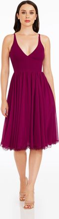 Dress The Population Alicia Plunging Fit And Flare Midi Dress
