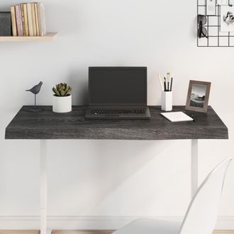 Berkfield Home Table Top Dark Grey 100x60x(2-6) cm Treated Solid Wood Oak