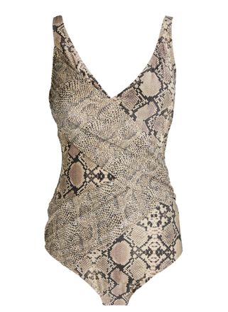 Gottex Multi Python Shaped Surplice One Piece Swimsuit Size L