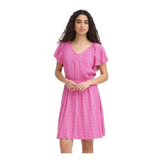 Ichi Graphic Scallop Dress - Dames - Zomerkleedjes - Roze - M - Kleedjes