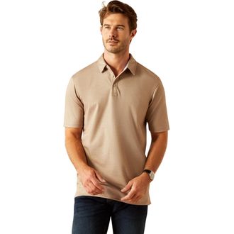 Ariat Mens Shaldon Polo Shirt in Silken Brown Heather, Size Small, by Ariat