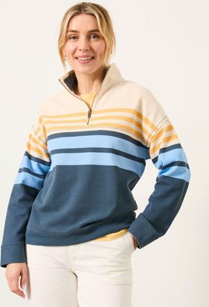 Fat Face FatFace Airlie Blue Relaxed Stripe Half Neck Sweat