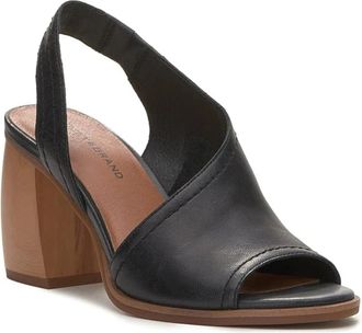 Lucky Brand Xilna Sandals Womens Black Leather Block Heel Slingback LION681