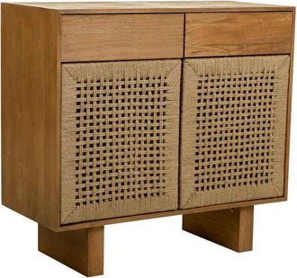 Wanderlust Deco Recibidor de madera y cuerda trenzada marr&oacute;n 80x36x75