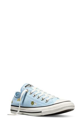Converse Gender Inclusive Chuck Taylor All Star Floral Embroidered Canvas Low Top Sneaker in Clear Skies/Bright Outlook at Nordstrom, Size 5.5