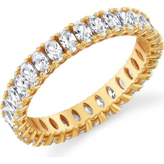 Crislu Oval Cubic Zirconia Eternity Band Ring in 18Kt Yellow Gold /Clear Stone at Nordstrom, Size 9