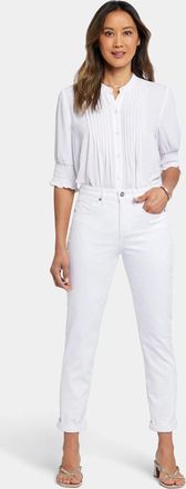 NYDJ Womens NYDJ Margot Girlfriend Jeans White Denim Tapered Leg Rolled Cuff GBO624