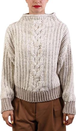 Liu Jo Trui van wol en alpacamix - Dames - Coltruien - Beige - M - Wol - Truien & Vesten