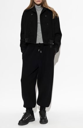 Ami Wool Jacket With Collar, Womens, Black