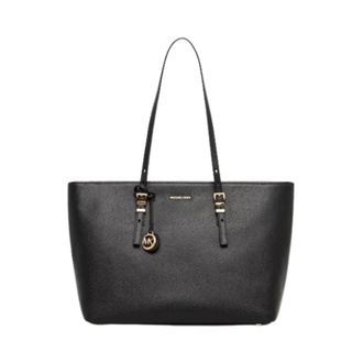 Michael Kors Tassen, Dames, Zwart, ONE Size, Katoen, Quinn Large Pebbled Leather Tote Bag