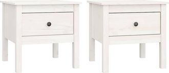 vidaXL Vidaxl - Mesa Auxiliar 2 Uds Madera Maciza De Pino Blanco 50x50x49 Cm