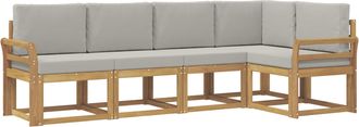 vidaXL Conjunto De Sof&aacute;s De Exterior 5 Uds. Blanco Y Gris Claro Vidaxl