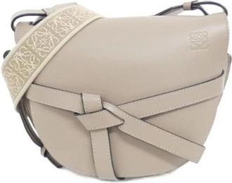 Loewe Pre-owned Gate Small Calf Canvas Shoulder Bag - Dames - Vintage Schoudertas - Beige - ONE Size - Leer - Vintage