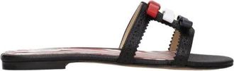 Thom Browne Schoenen, Dames, Zwart, 37 EU, Leer, Zwarte Leren Open Teen Slippers