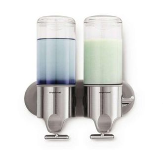Simplehuman Accesorios De Ba&ntilde;o - Dispensador De Jab&oacute;n O Champ&uacute; Con Soporte, 2x 444 Ml, Acero Inoxidable Cepillado Bt1028