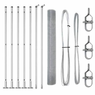 Berkfield Home Welded Wire Fence with 7 Flanged Posts 1.2x10 m Galvanised Steel in Silver