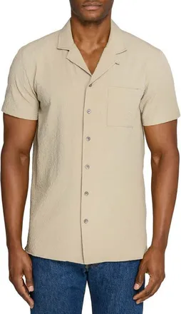 W.R.K Seersucker Camp Shirt in Tan at Nordstrom, Size Xx-Large