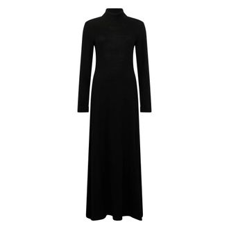 Raquel Diniz Knitted Dresses, female, Black, Size: S Long Dress with High Collar