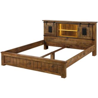 Massivmoebel24 Letto in legno di Mango / Legno riciclato 180x200 Laccato naturale railway lux 112