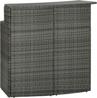 vidaXL Garden Bar Table Grey 120x55x110 cm Poly Rattan Vidaxl