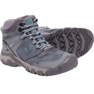 Keen Womens Ridge Flex Mid Waterproof Hiking Boots In Steel Grey/porcelain