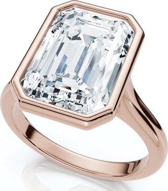 Pompeii3 Certified 10 Ct Emerald Cut Bezel Diamond Engagement Ring 14k or Pt Lab Grown