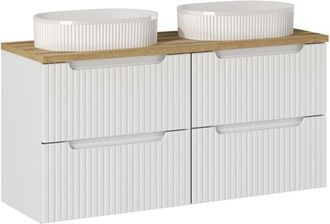 Petits Meubles Mueble lavabo 4 cajones estratificado Blanco marrón