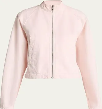 Alaia Curved-Sleeve Denim Zip Jacket