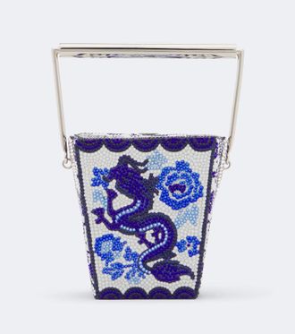 Judith Leiber Take Out Box Blue Dragon embellished clutch