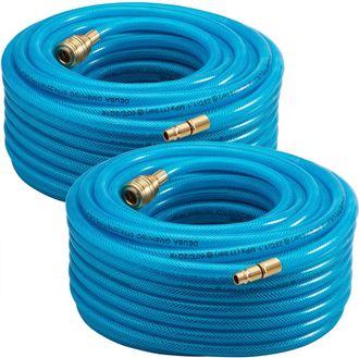 Deuba Manguera Neum&aacute;tica 10-15-20-30m 15 Bar 1/4 &Oslash;6-12mm Reforzada Con Tela Para Compresor Y Herramientas De Aire Comprimido 2x 30 Metros