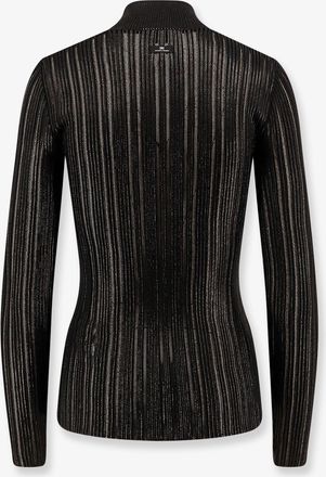 Elisabetta Franchi Womens Turtleneck Sweater Black Metallic Recycled Polyester