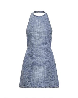 Self Portrait Crocodile Denim Mini Dress