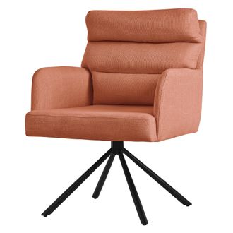 ML Design Ml-design - Silla De Comedor Giratoria, Naranja Asiento De Cocina Con Respaldo Extra&iacute;ble Y Reposabrazos Dise&ntilde;o Ergon&oacute;mico Mueble Tapizado Con Funda De