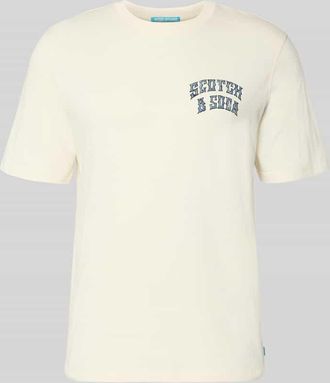 Scotch & Soda T-Shirt mit Label-Prints und Rundhalsausschnitt in Offwhite, Gr&ouml;&szlig;e XXL