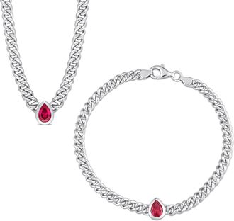 Mimi & Max 2-Piece Set 2 1/3ct TGW Created Ruby Jewelry Set Sterling Silver