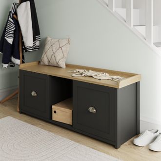 GFW Lancaster 2 Door Shoe Bench in Black