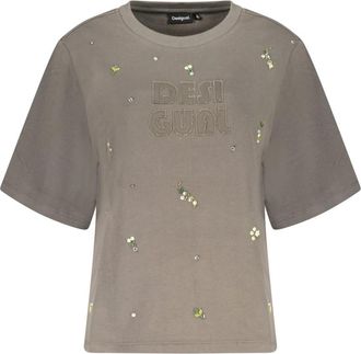 Desigual Oporto Sweatshirt met korte mouwen - Dames - T-shirts - Grijs - L - Katoen - Tops