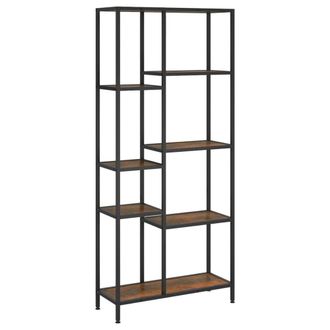 Berkfield Home Book Shelf 80x30x180 cm Steel & Engineered Wood in Brown | Size: 80 x 30 x 180 cm