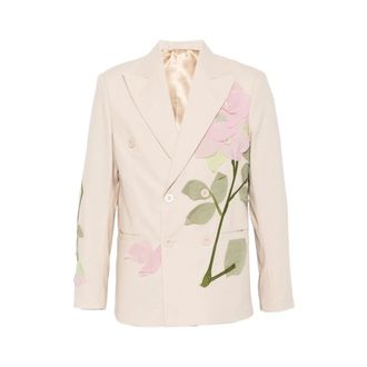 KidSuper Studios Blazers, male, Beige, Size: XL Sut-08 Flower Applique Suit Top