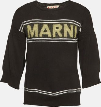 Marni Black Knit Logo Intarsia Jumper