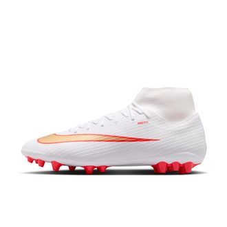 Nike Mens Mercurial Superfly 11 Academy Artificial-Grass High-Top Soccer Cleats in White | IO1496-100